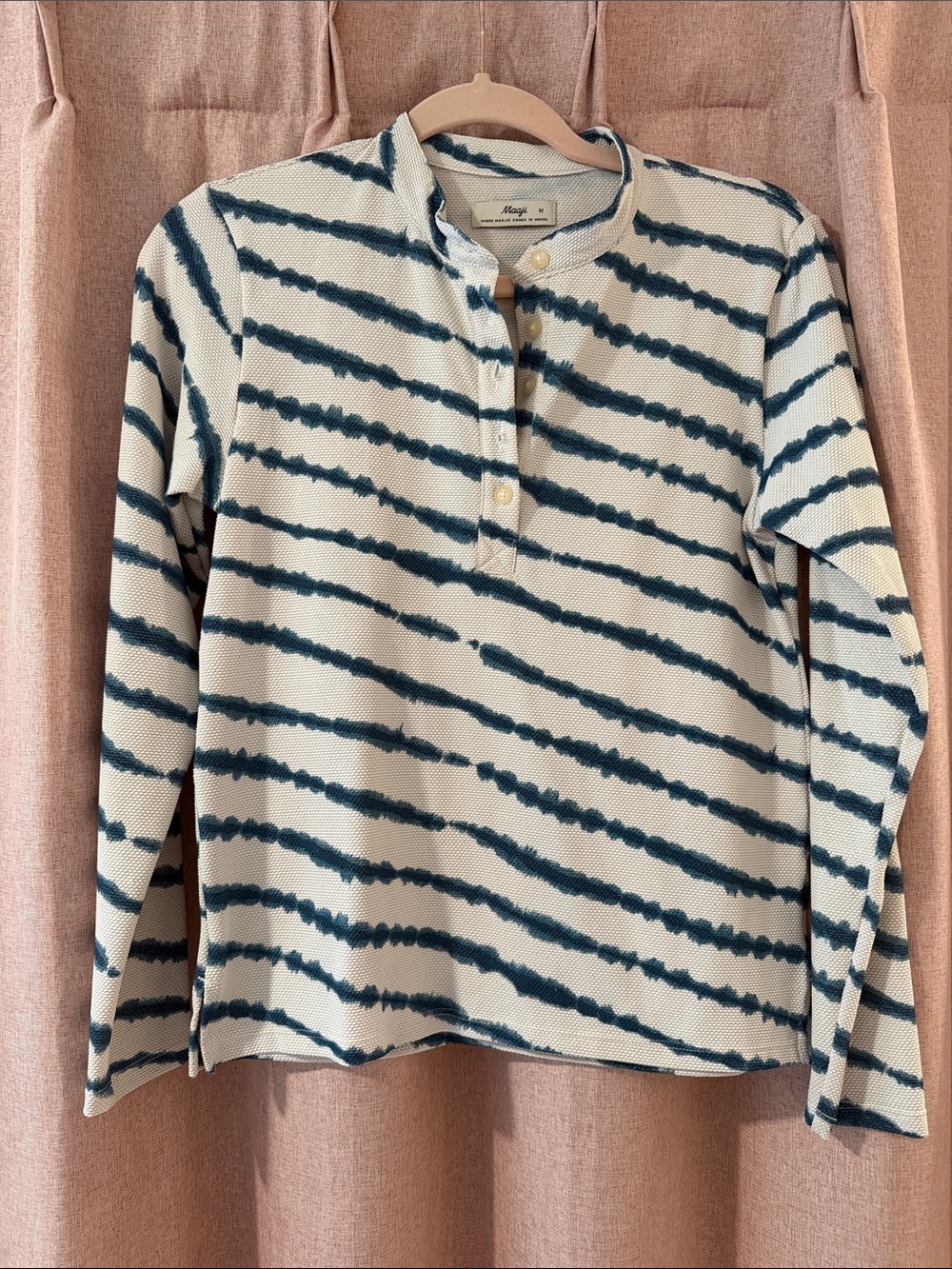 Magii Cream and Navy Diagonal Stripe Henley